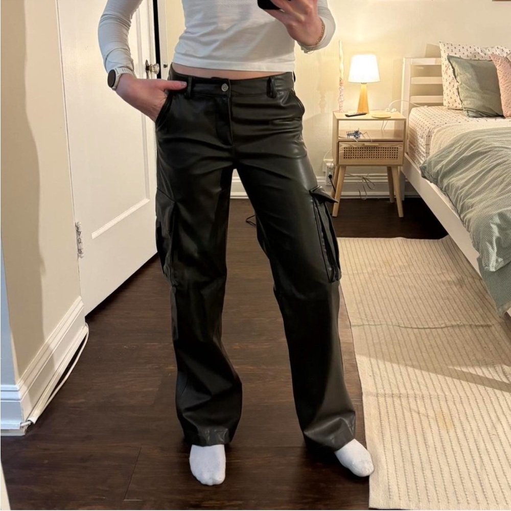 Zara Dark green Leather Pants